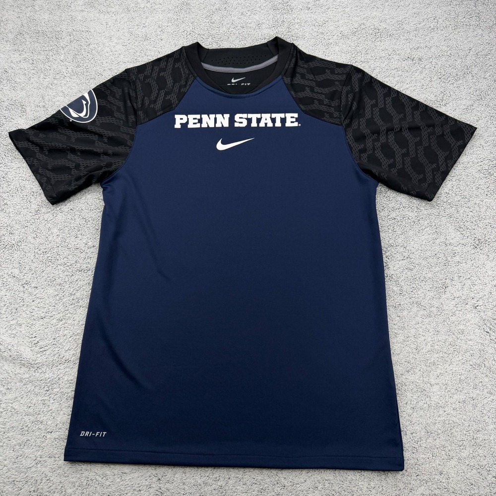Penn State Nittany Lions Shirt Mens Small Navy Blue Football Center Swoosh Nike